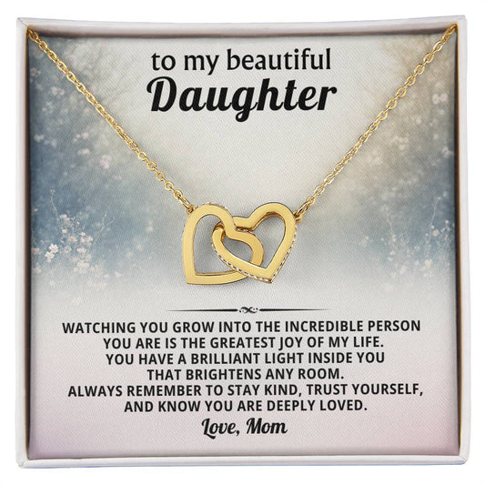 Daughter Interlocking Hearts Necklace Gift from Mom