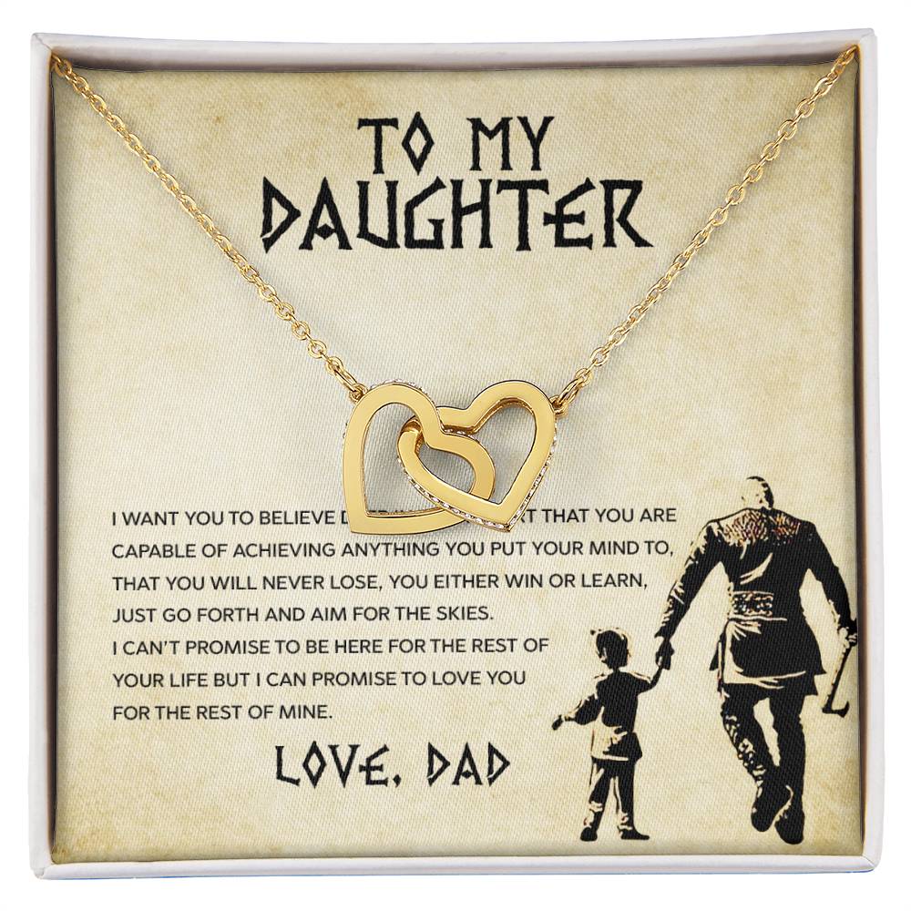 Daughter Aim For The Skys Interlocking Hearts Necklace-[Heartfelt Family Gift]