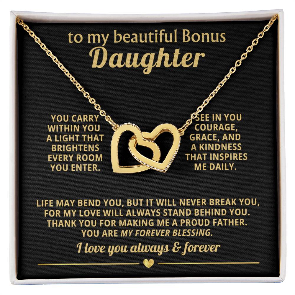Bonus Daughter Daughter Interlocking Hearts Necklace Gift