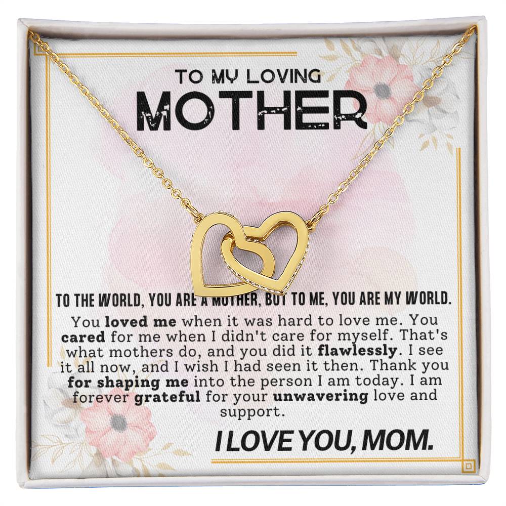 Mother My World Interlocking Hearts Necklace-[Heartfelt Family Gift]
