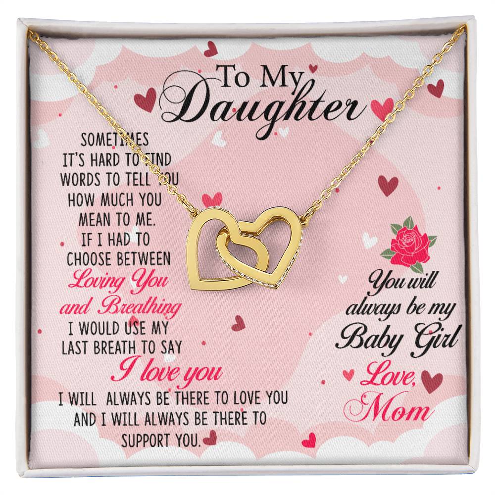 Daughter Always My Baby Girl Interlocking Hearts Necklace-[Heartfelt Family Gift]