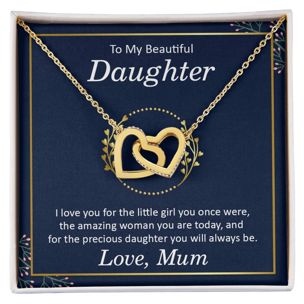 Beautiful Daughter Interlocking Hearts Necklace-[Heartfelt Family Gift]