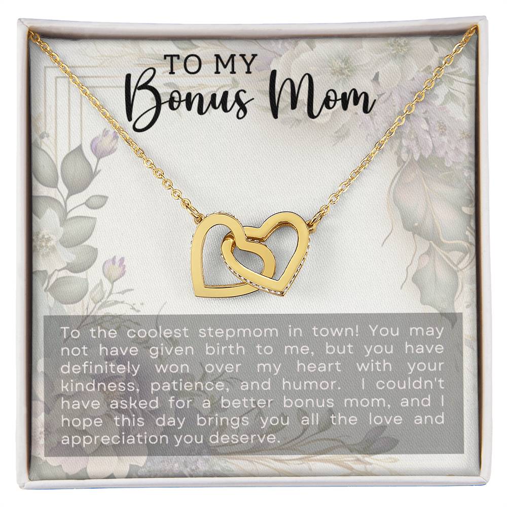 Bonus Mom Interlocking Hearts Necklace-[Heartfelt Family Gift]