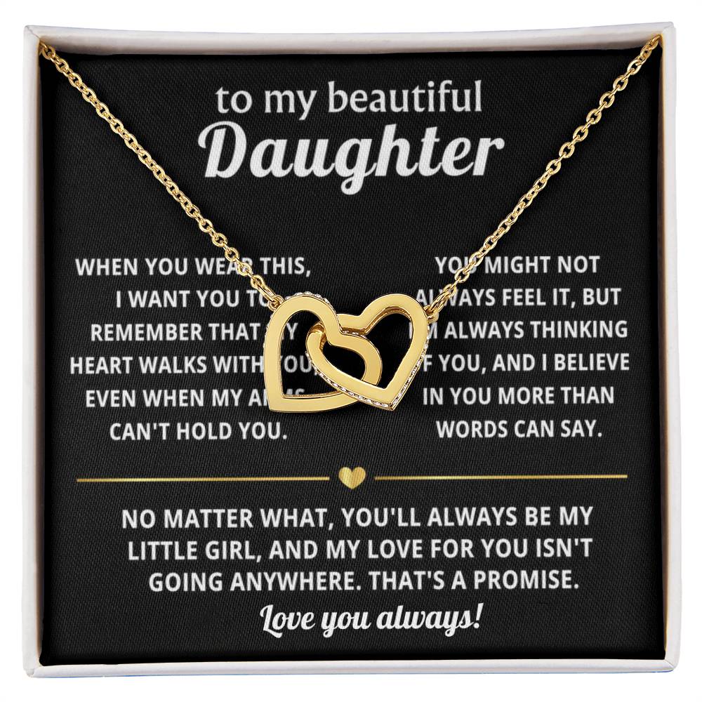To My Daughter Interlocking Hearts Necklace Gift