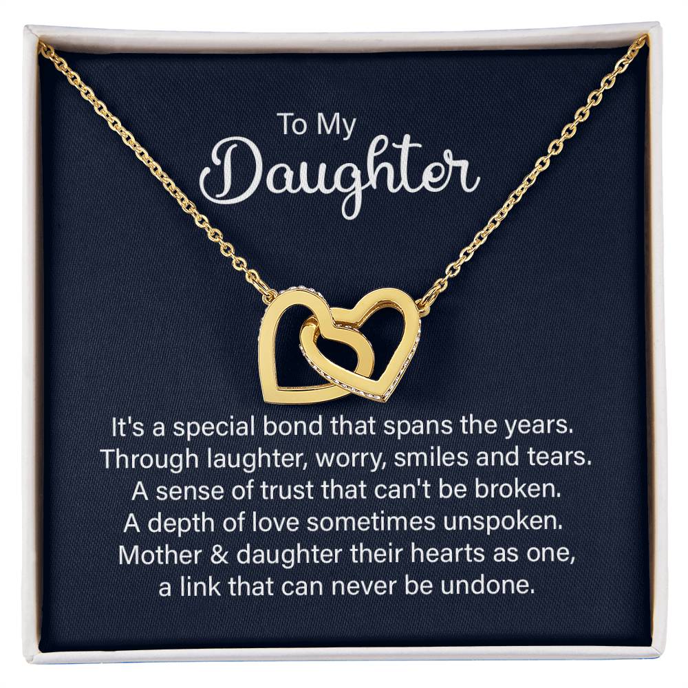 Daughter Special Bond Interlocking Hearts Necklace-[Heartfelt Family Gift]