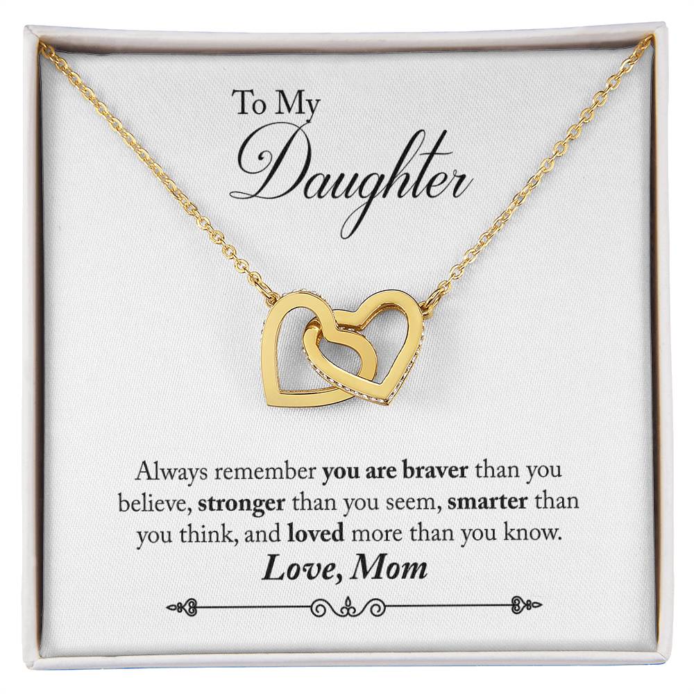 Daughter Always Remember Interlocking Hearts Necklace-[Heartfelt Family Gift]