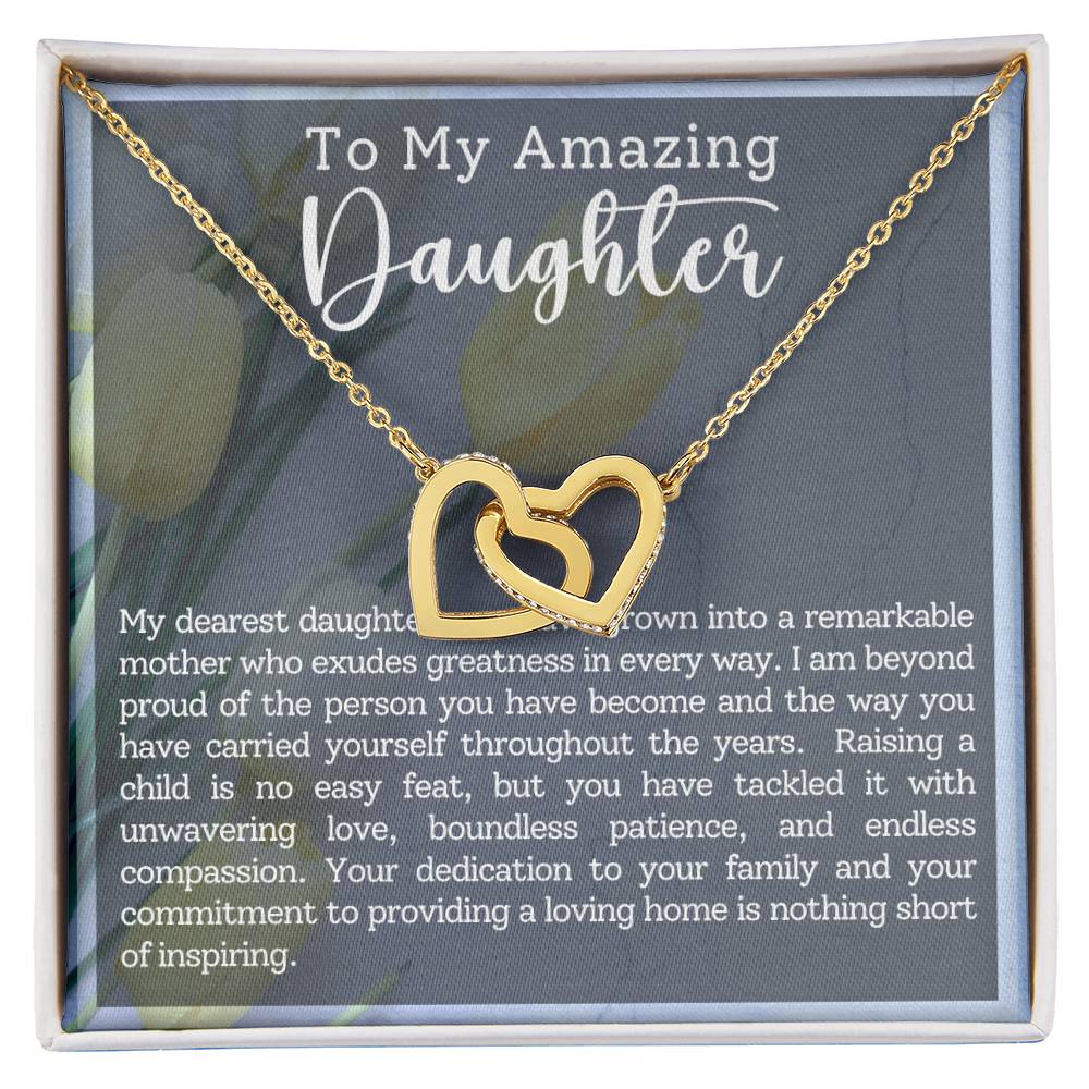 Daughter Motherhood Interlocking Hearts Necklace-[Heartfelt Family Gift]