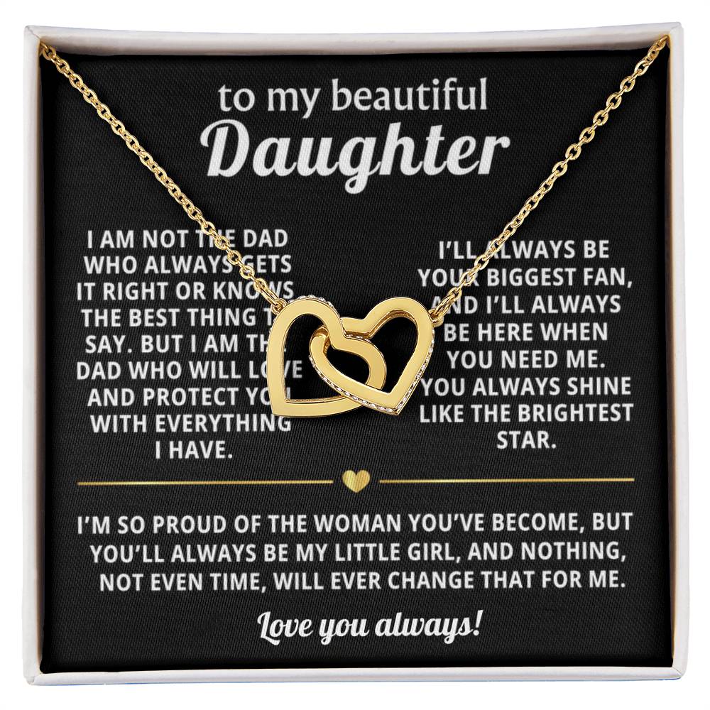 To My Daughter Interlocking Hearts Necklace Gift