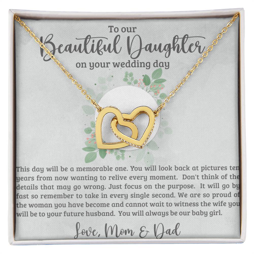 Beautiful Daughter on Your Wedding Day Interlocking Hearts Necklace-[Heartfelt Family Gift]