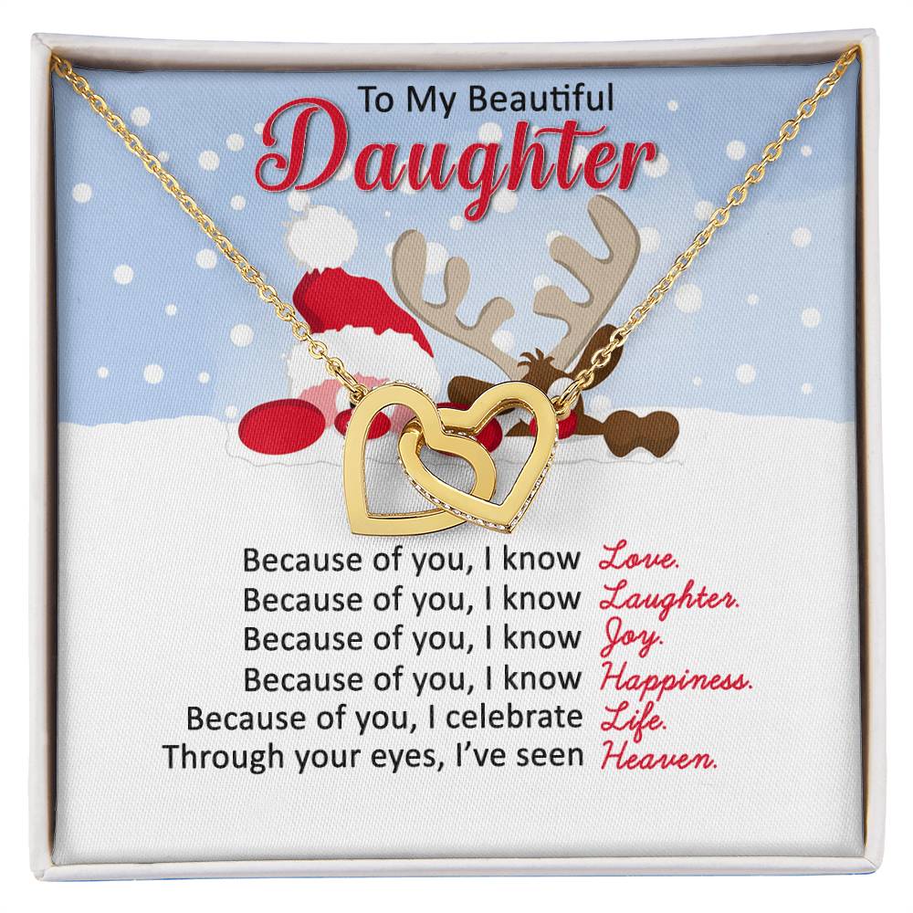 Santa and Reindeer Christmas Gift Necklace for Daughter - Personalized Card-[Heartfelt Family Gift]