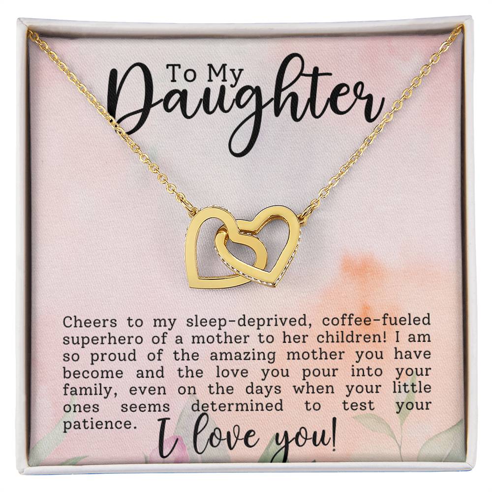 Daughter Superhero Interlocking Hearts Necklace-[Heartfelt Family Gift]