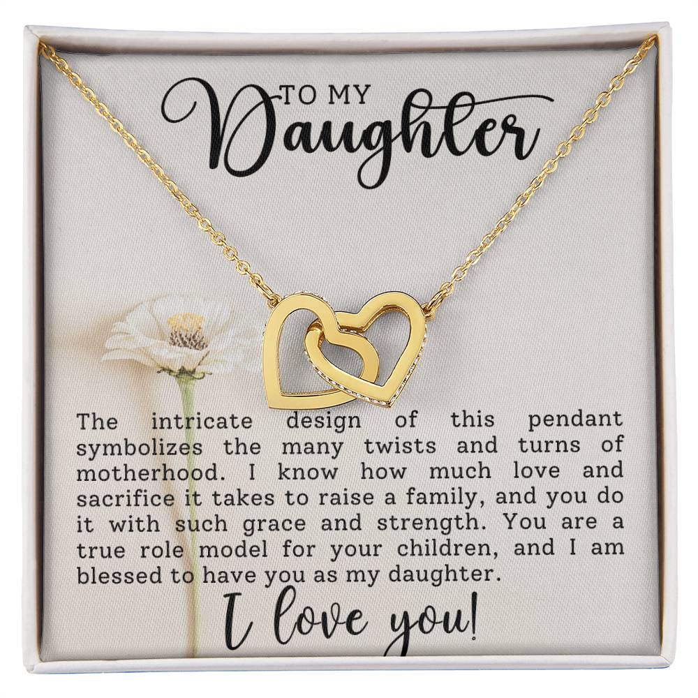 Daughter Interlocking Hearts Necklace-[Heartfelt Family Gift]