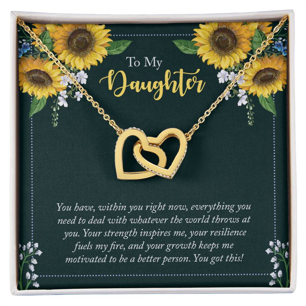 Daughter Sunflowers Interlocking Hearts Necklace-[Heartfelt Family Gift]