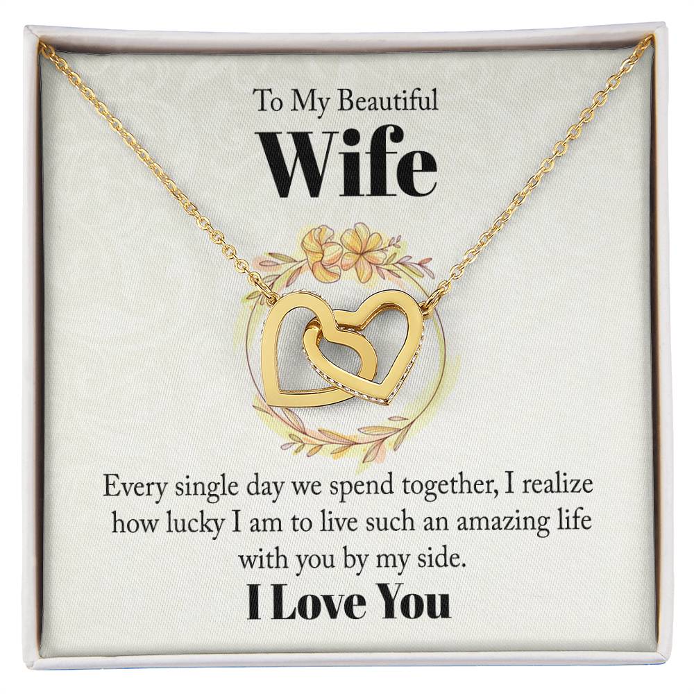 Beautiful Wife Interlocking Hearts Necklace-[Heartfelt Family Gift]