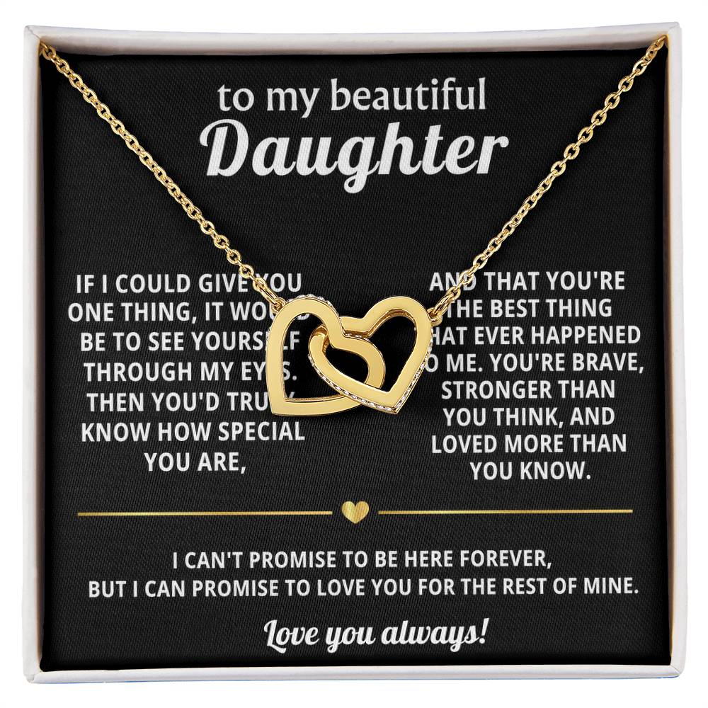 To My Daughter Interlocking Hearts Necklace Gift