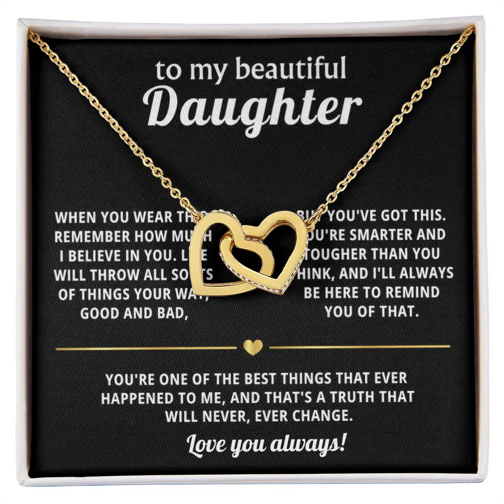 To My Daughter Interlocking Hearts Necklace Gift
