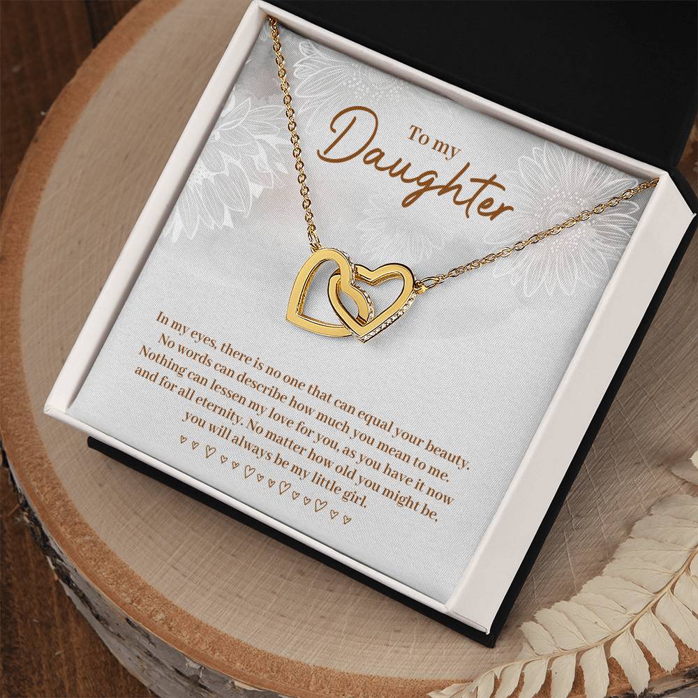 Daughter in My Eyes Interlocking Hearts Necklace-[Heartfelt Family Gift]