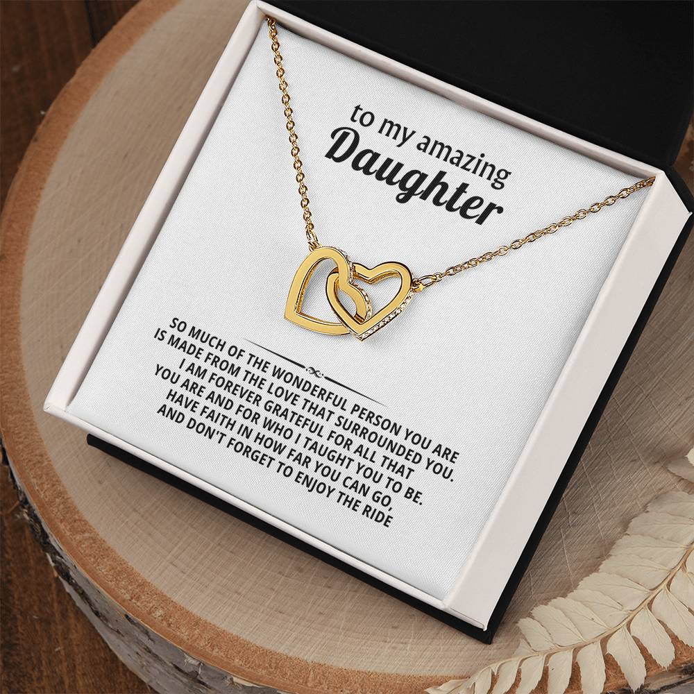 To My Amazing Daughter Interlocking Hearts Necklace Gift
