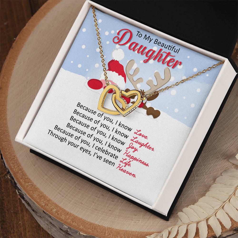 Santa and Reindeer Christmas Gift Necklace for Daughter - Personalized Card-[Heartfelt Family Gift]
