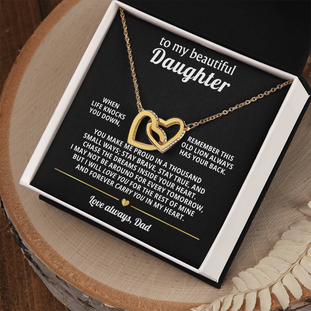 Beautiful Daughter Daughter Interlocking Hearts Necklace Gift from Dad