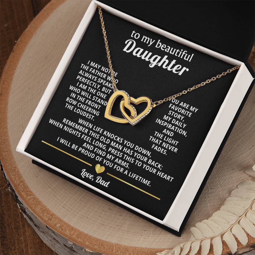 Daughter Interlocking Hearts Necklace Gift from Dad