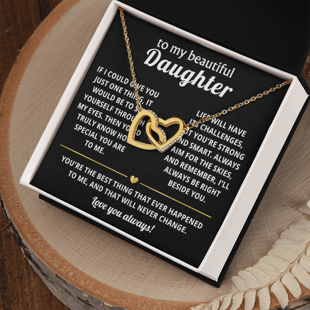 To My Daughter Interlocking Hearts Necklace Gift