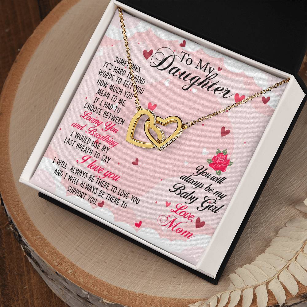 Daughter Always My Baby Girl Interlocking Hearts Necklace-[Heartfelt Family Gift]