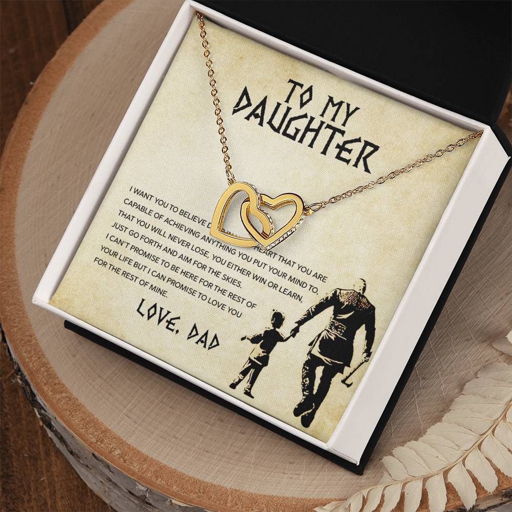 Daughter Aim For The Skys Interlocking Hearts Necklace-[Heartfelt Family Gift]
