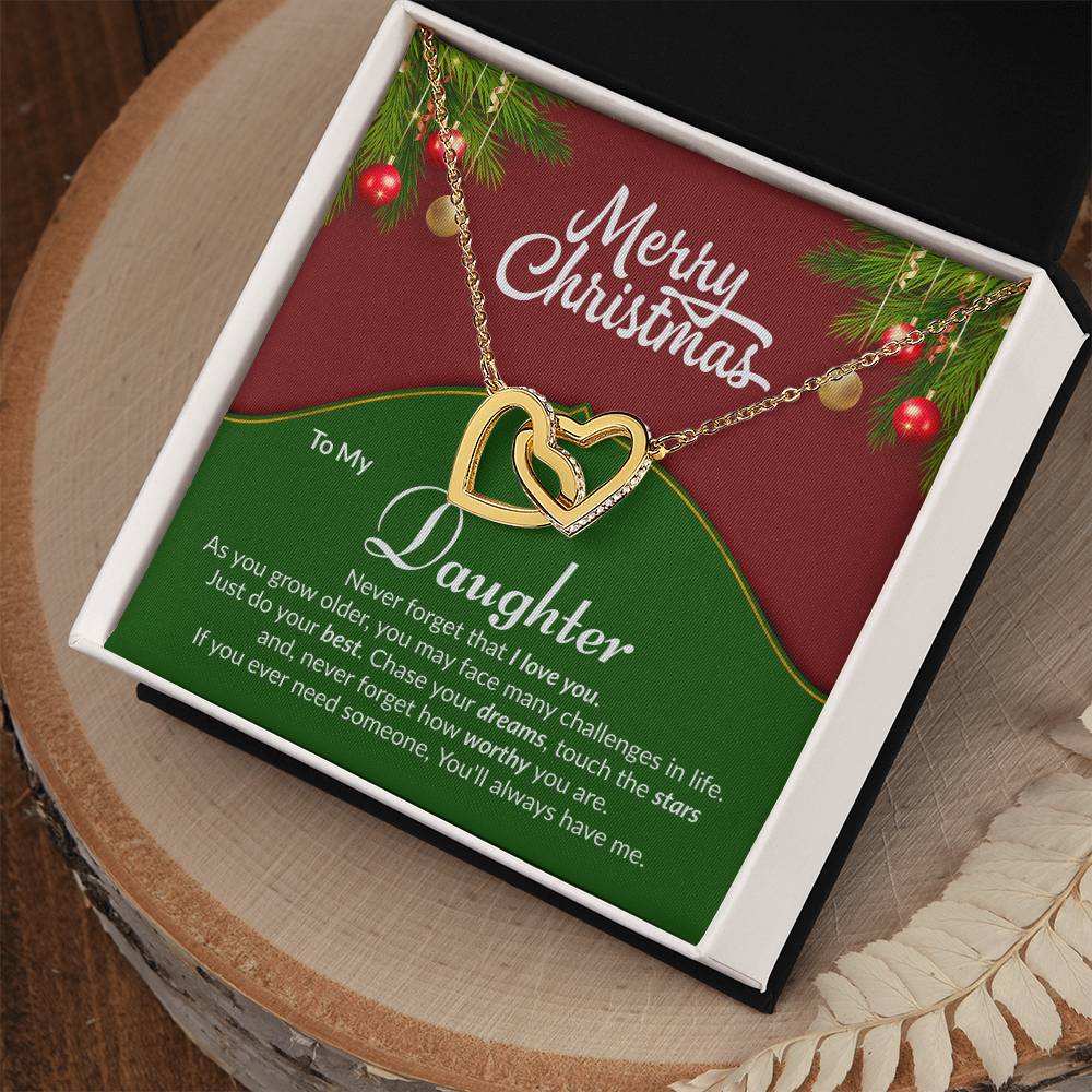 Daughter Interlocking Heart Necklace Christmas Gift-[Heartfelt Family Gift]