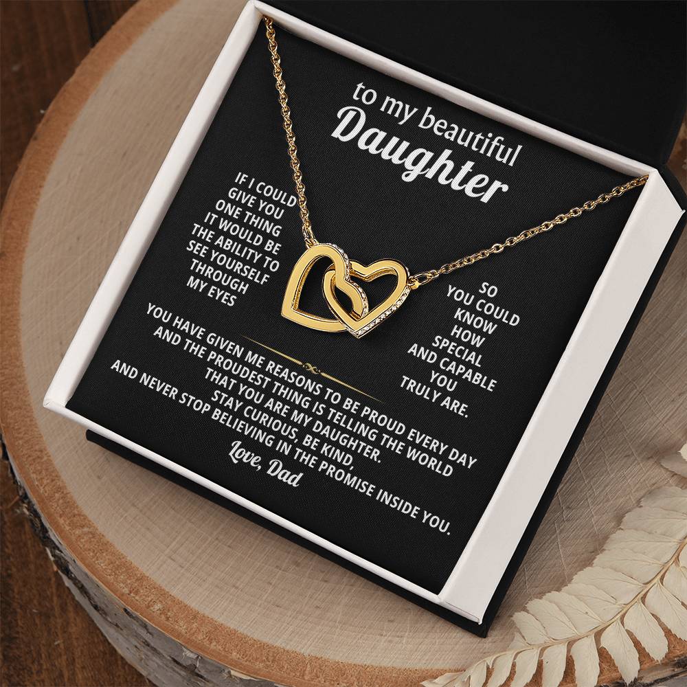 Daughter Interlocking Hearts Necklace Gift from Dad