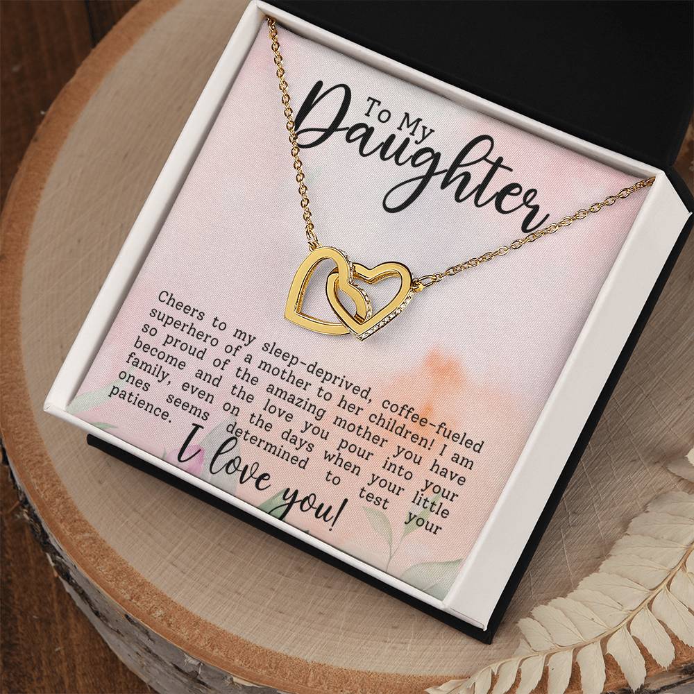 Daughter Superhero Interlocking Hearts Necklace-[Heartfelt Family Gift]