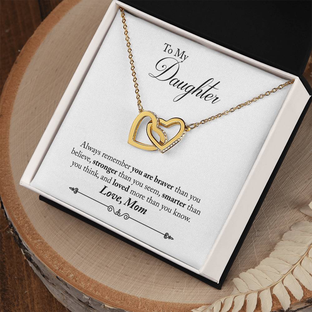 Daughter Always Remember Interlocking Hearts Necklace-[Heartfelt Family Gift]