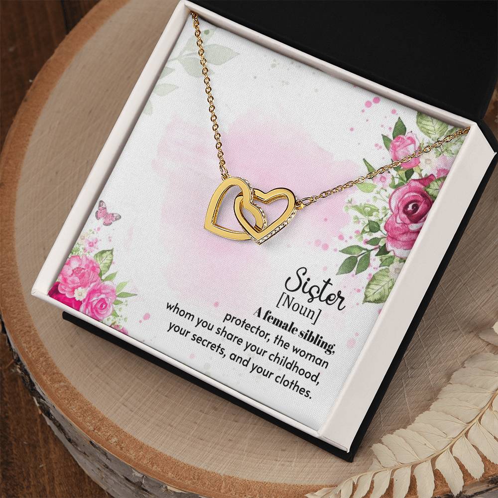 Sister Noun Interlocking Hearts Necklace-[Heartfelt Family Gift]