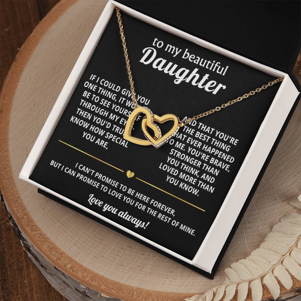 To My Daughter Interlocking Hearts Necklace Gift