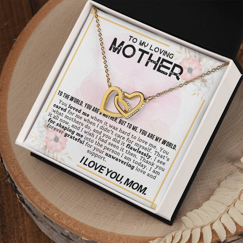 Mother My World Interlocking Hearts Necklace-[Heartfelt Family Gift]