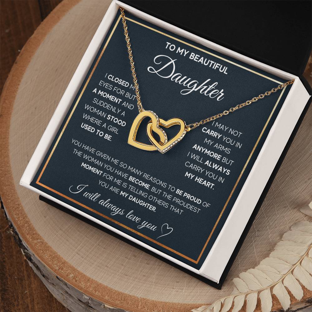 Daughter Proud of You Interlocking Hearts Necklace - Perfect Gift for the Woman Youve Become-[Heartfelt Family Gift]