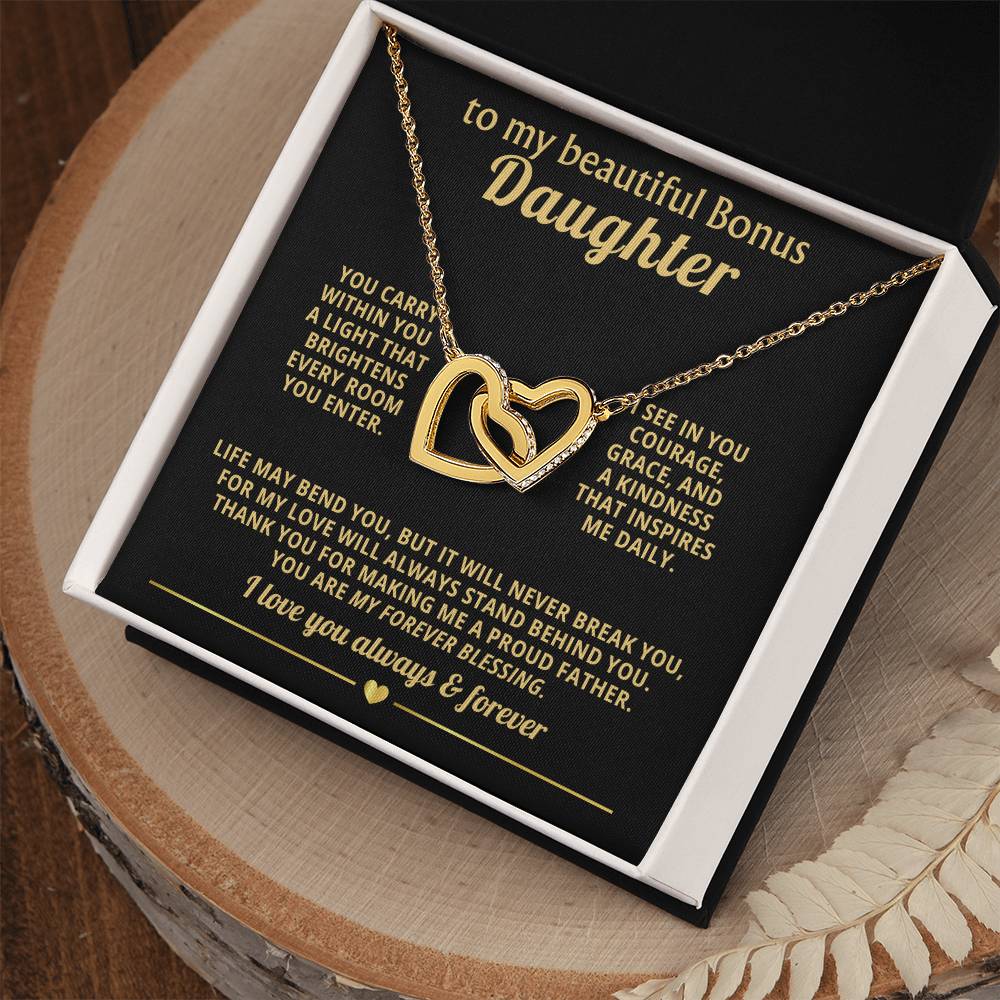 Bonus Daughter Daughter Interlocking Hearts Necklace Gift