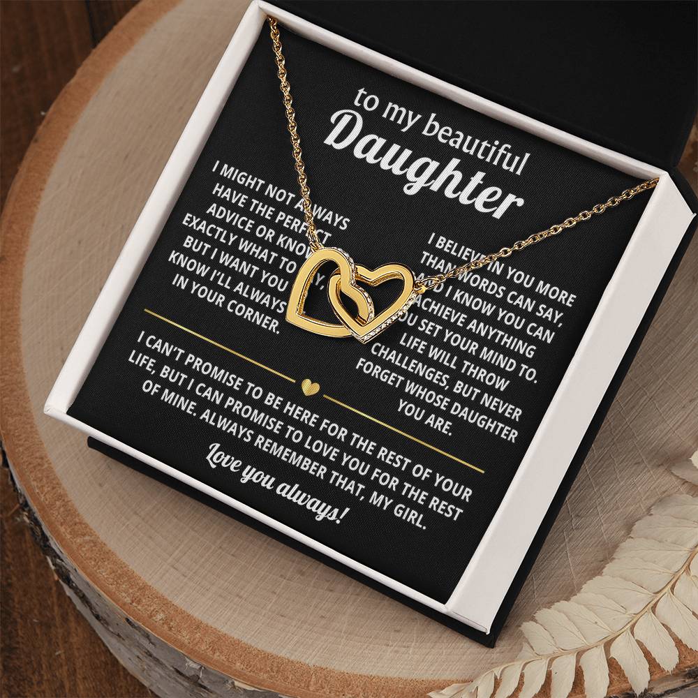 To My Daughter Interlocking Hearts Necklace Gift