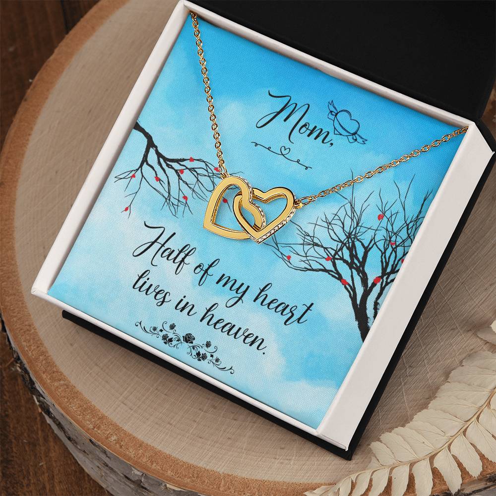 Mom In Heaven Interlocking Hearts Necklace-[Heartfelt Family Gift]