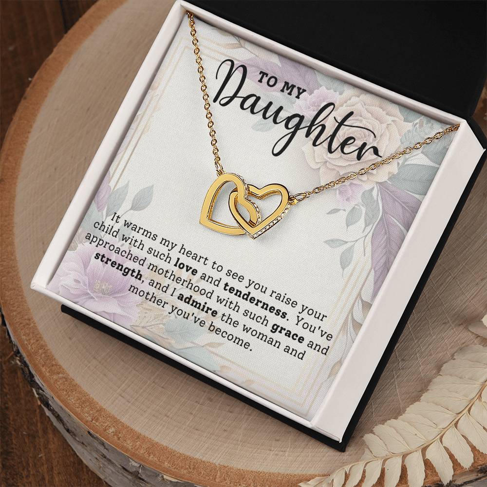 Daughter Admiration Interlocking Hearts Necklace-[Heartfelt Family Gift]