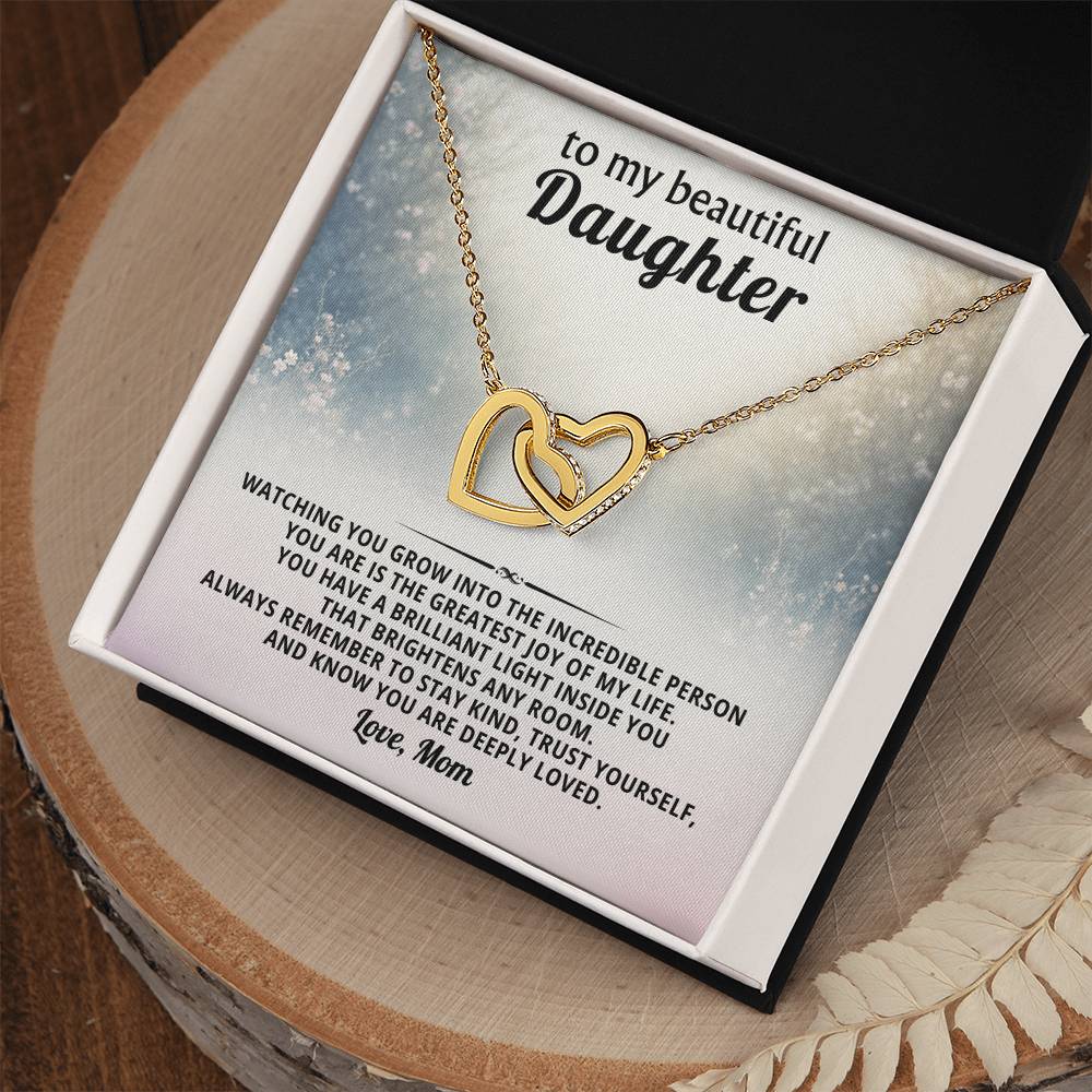 Daughter Interlocking Hearts Necklace Gift from Mom