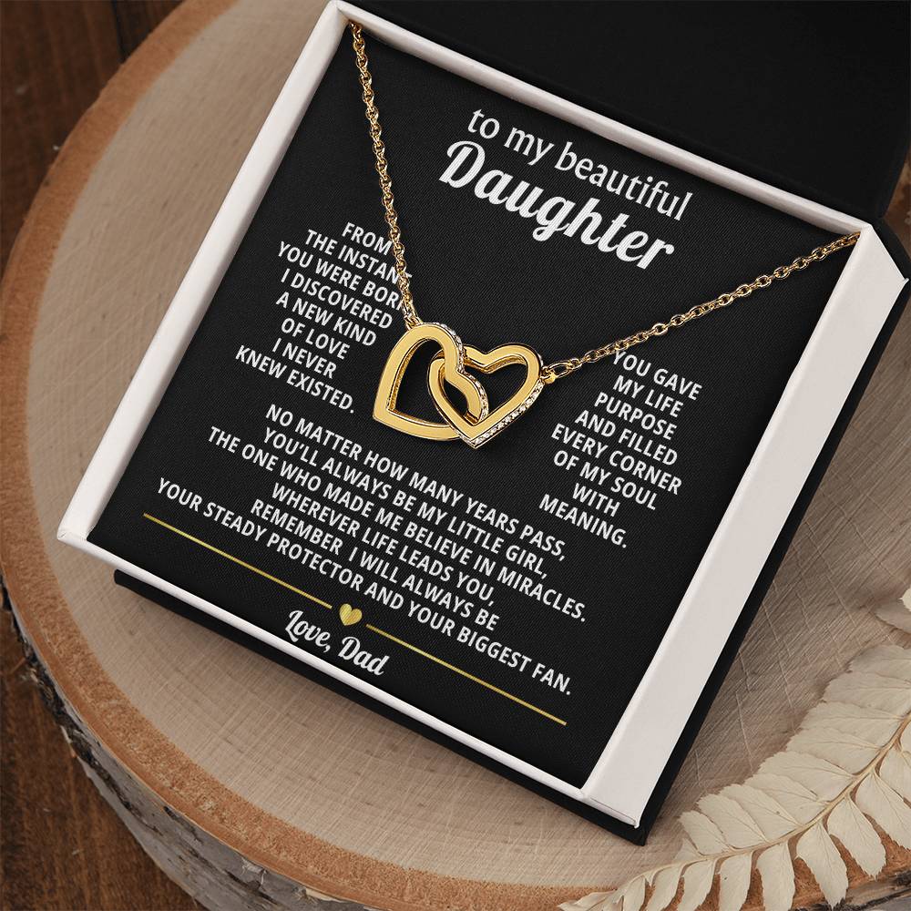 Daughter Interlocking Hearts Necklace Gift from Dad