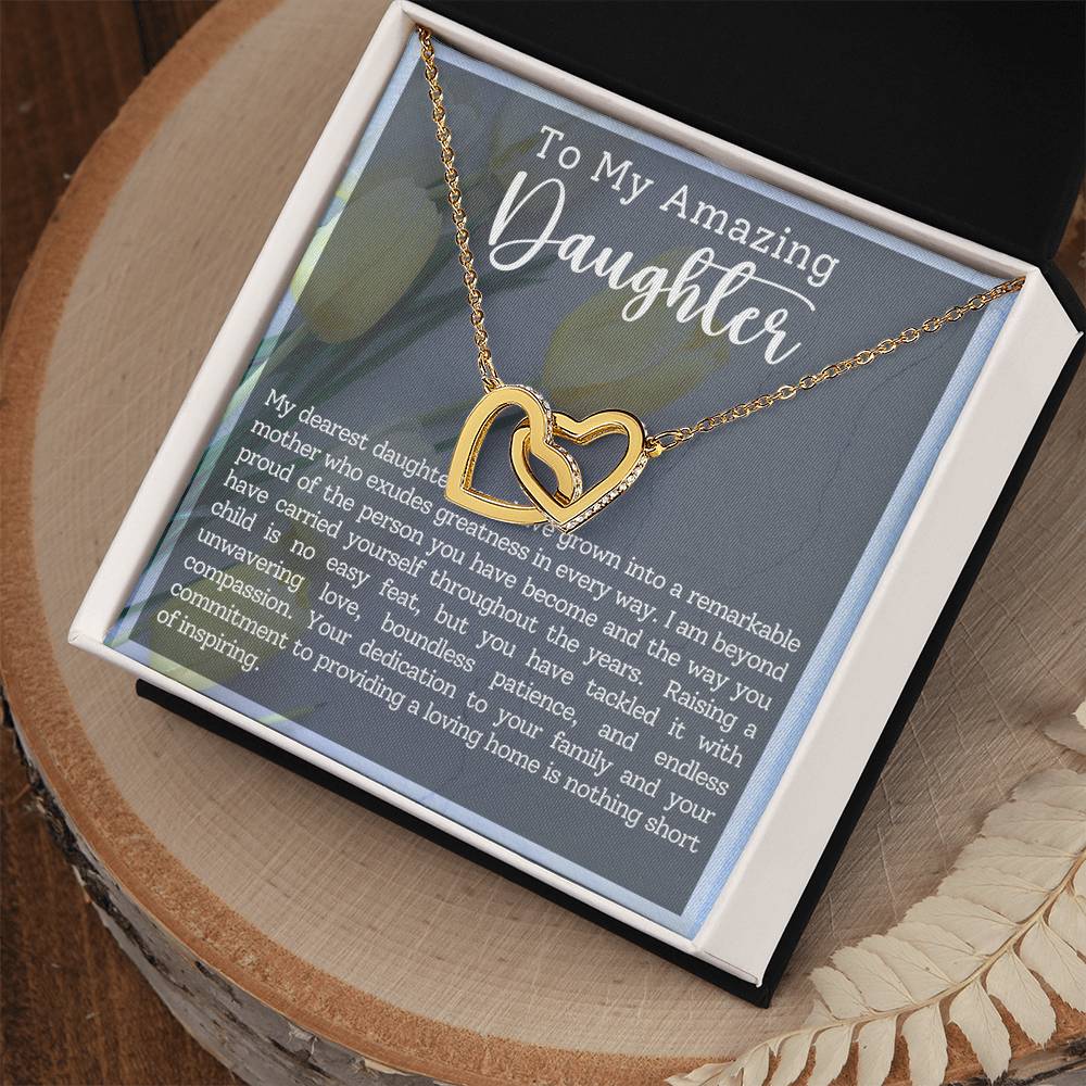 Daughter Motherhood Interlocking Hearts Necklace-[Heartfelt Family Gift]