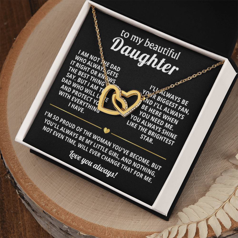 To My Daughter Interlocking Hearts Necklace Gift