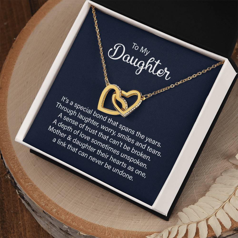 Daughter Special Bond Interlocking Hearts Necklace-[Heartfelt Family Gift]