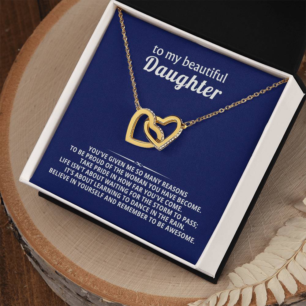 Daughter Interlocking Hearts Necklace Gift from Dad