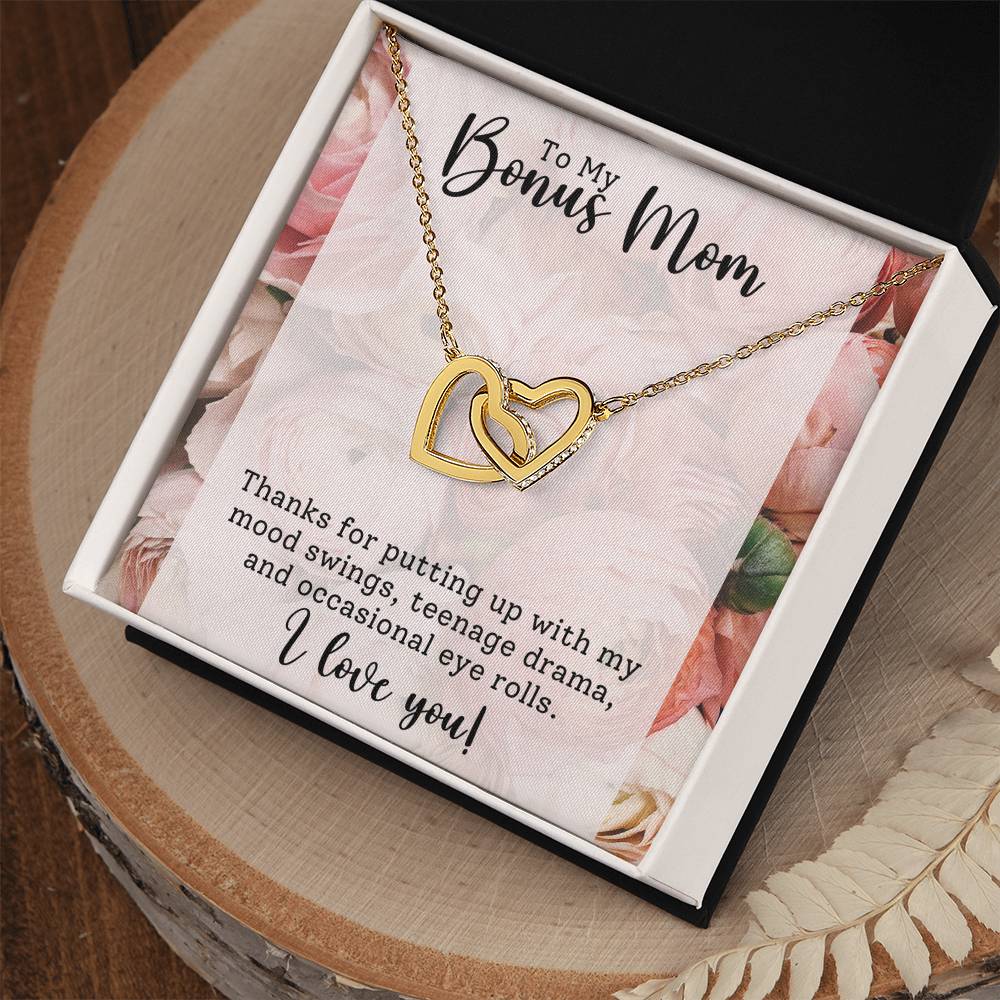 Bonus Mom Interlocking Hearts Necklace-[Heartfelt Family Gift]