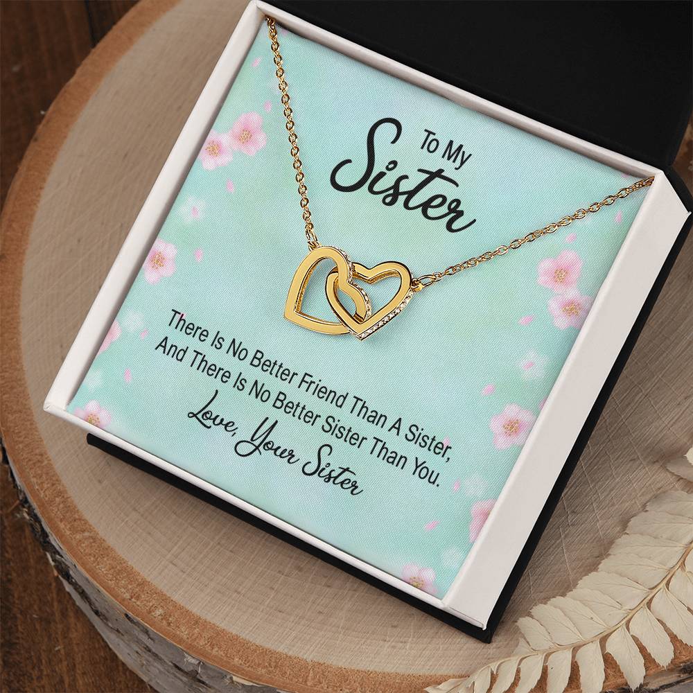 No Better Friend than a Sister Interlocking Hearts Necklace-[Heartfelt Family Gift]