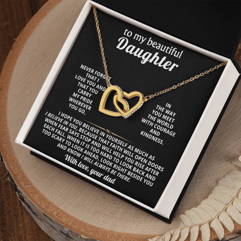 Daughter Interlocking Hearts Necklace Gift from Dad