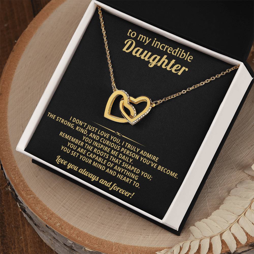 Incredible Daughter Interlocking Hearts Necklace Gift